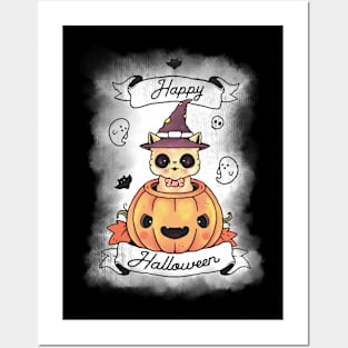 Happy Halloween kitten Posters and Art